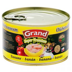 GRAND SUPER PREMIUM Dog 380g Csirke+banán, 88% hús